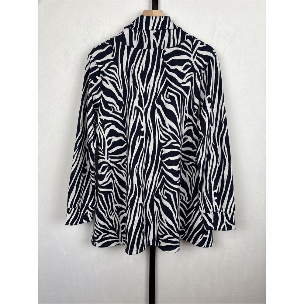 NEW Liza Byrd Haley Abstract Cowl Neck Sweater Large Womens Blue Gray Relaxed - Picture 7 of 12